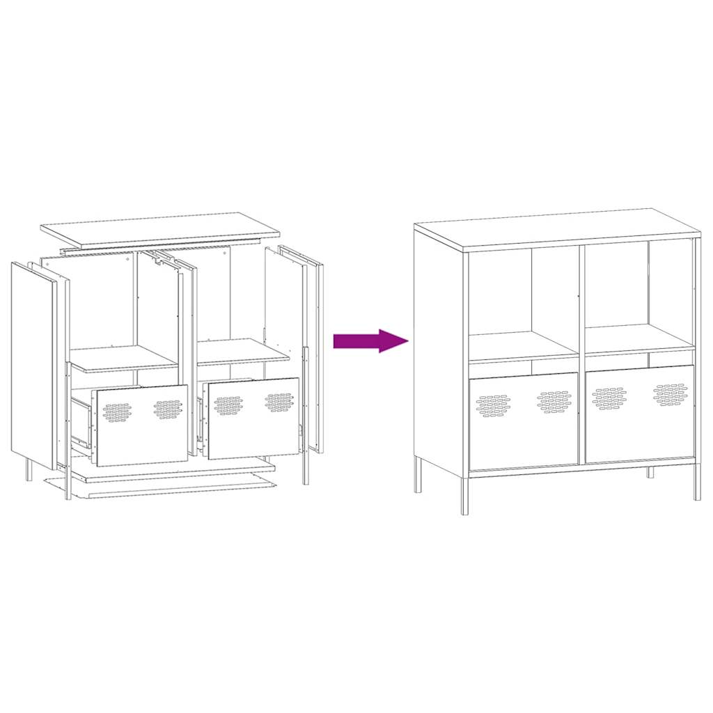 Dressoir 68x39x73,5 cm koudgewalst staal zwart