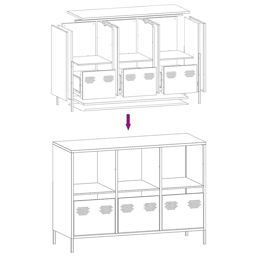 Dressoir 101,5x39x73,5 cm koudgewalst staal antracietkleurig