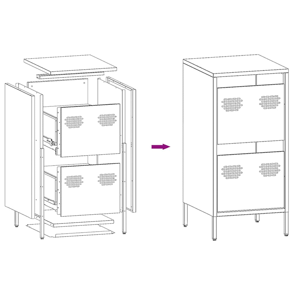 Dressoir 35x39x73,5 cm koudgewalst staal antracietkleurig