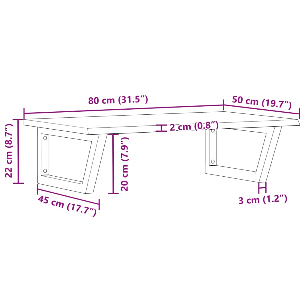 Badkamer Wandschap Staal En Massief Eikenhout 1 80 x 50 x 2 cm Bruin en wit