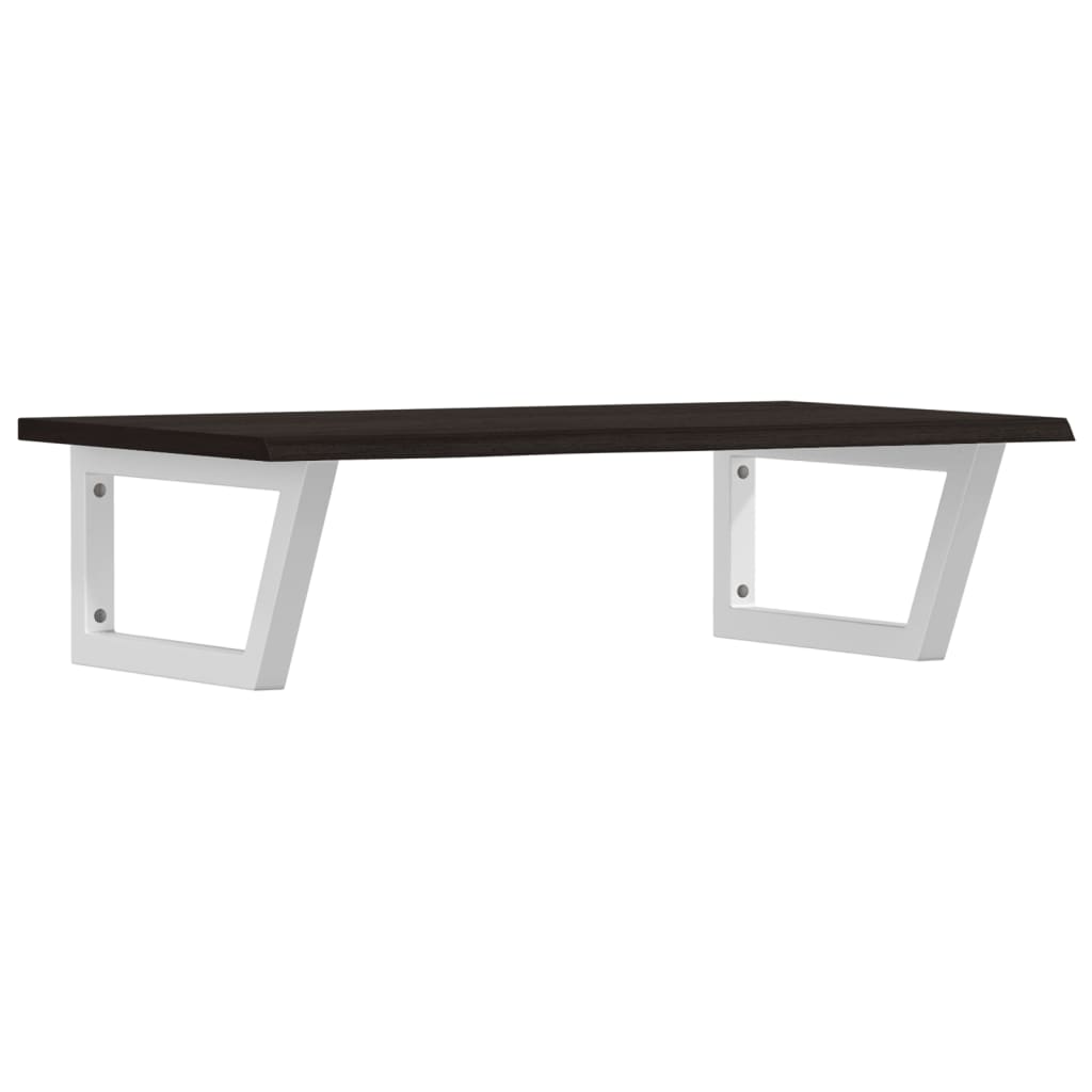 Badkamer Wandschap Staal En Massief Eikenhout 1 80 x 50 x 2 cm Donkerbruin en wit