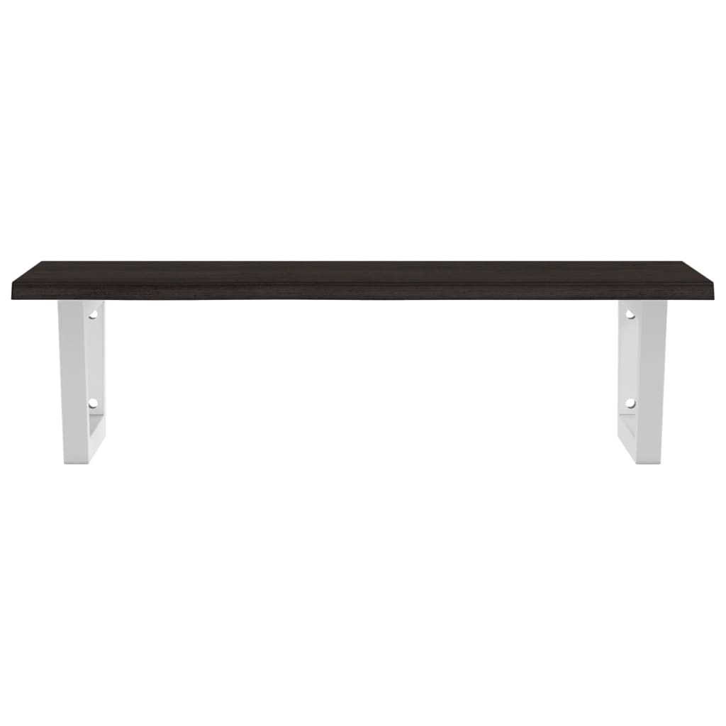 Badkamer Wandschap Staal En Massief Eikenhout 1 80 x 50 x 2 cm Donkerbruin en wit