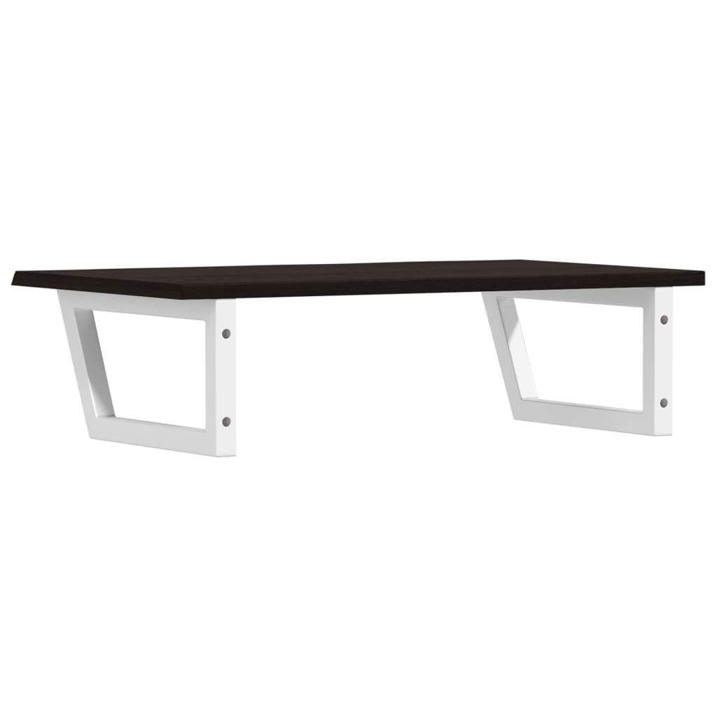 Badkamer Wandschap Staal En Massief Eikenhout 1 80 x 50 x 2 cm Donkerbruin en wit