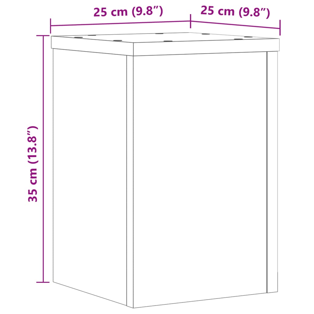 Plantenstandaards 2 st 25x25x35 cm bewerkt hout zwart