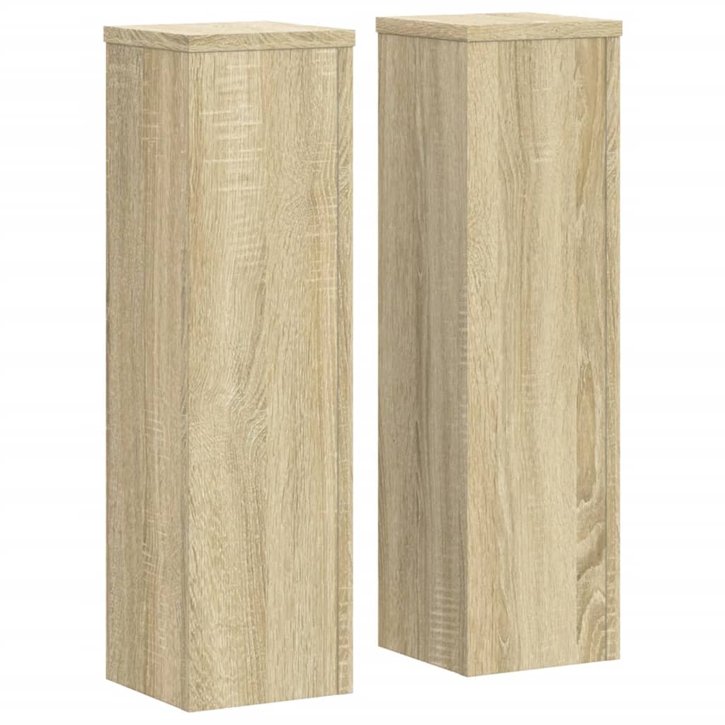 Plantenstandaards 2 st 17x17x60 cm bewerkt hout sonoma eiken