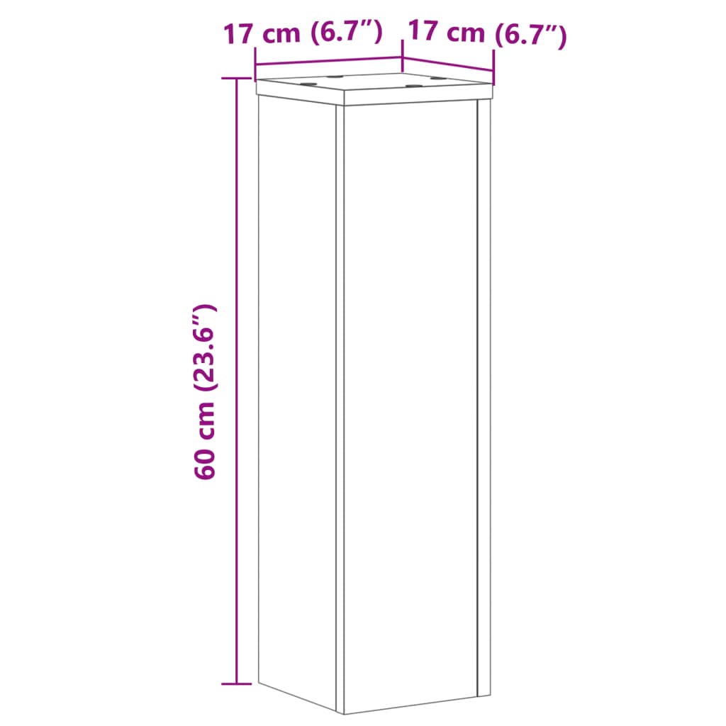 Plantenstandaards 2 st 17x17x60 cm bewerkt hout sonoma eiken