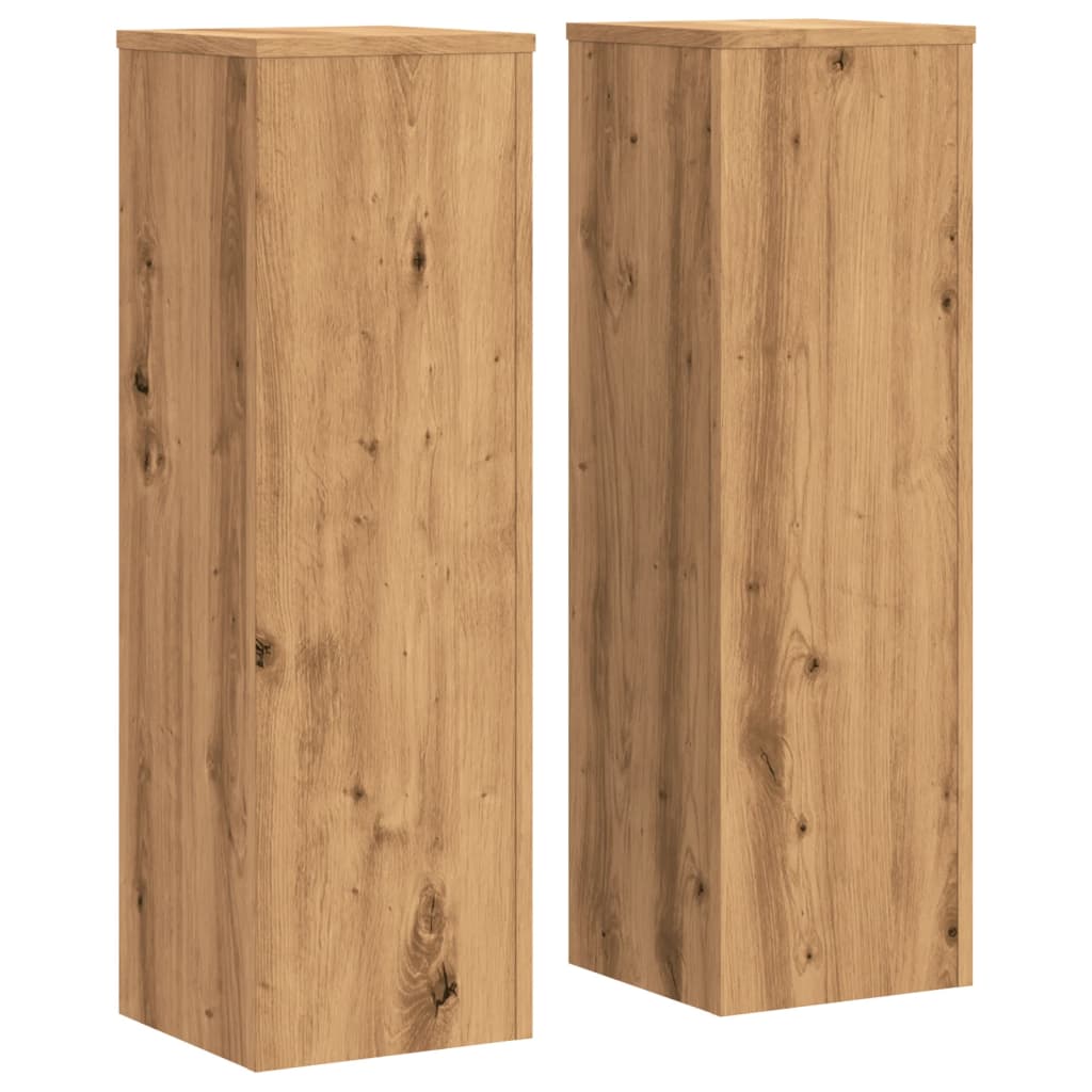 Plantenstandaards 2 st 25x25x80 cm hout artisanaal eikenkleurig