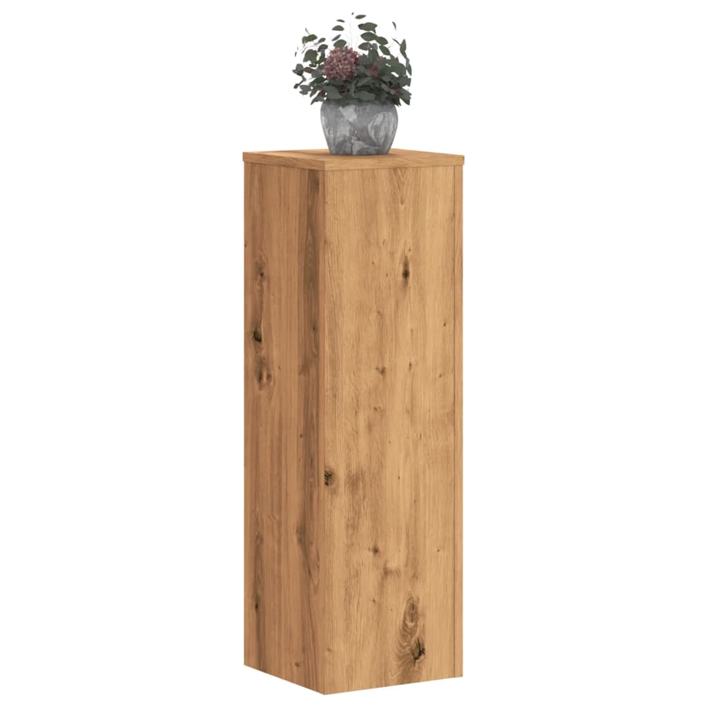 Plantenstandaards 2 st 25x25x80 cm hout artisanaal eikenkleurig