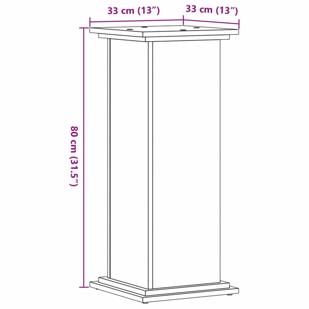 Plantenstandaard 33x33x80 cm bewerkt hout sonoma eikenkleurig