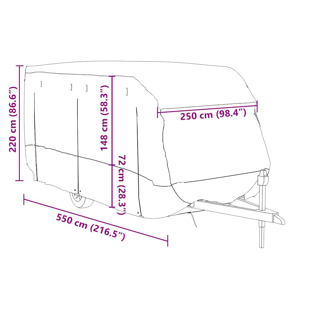 Caravanhoes 550x250x220 cm vliesvlies grijs