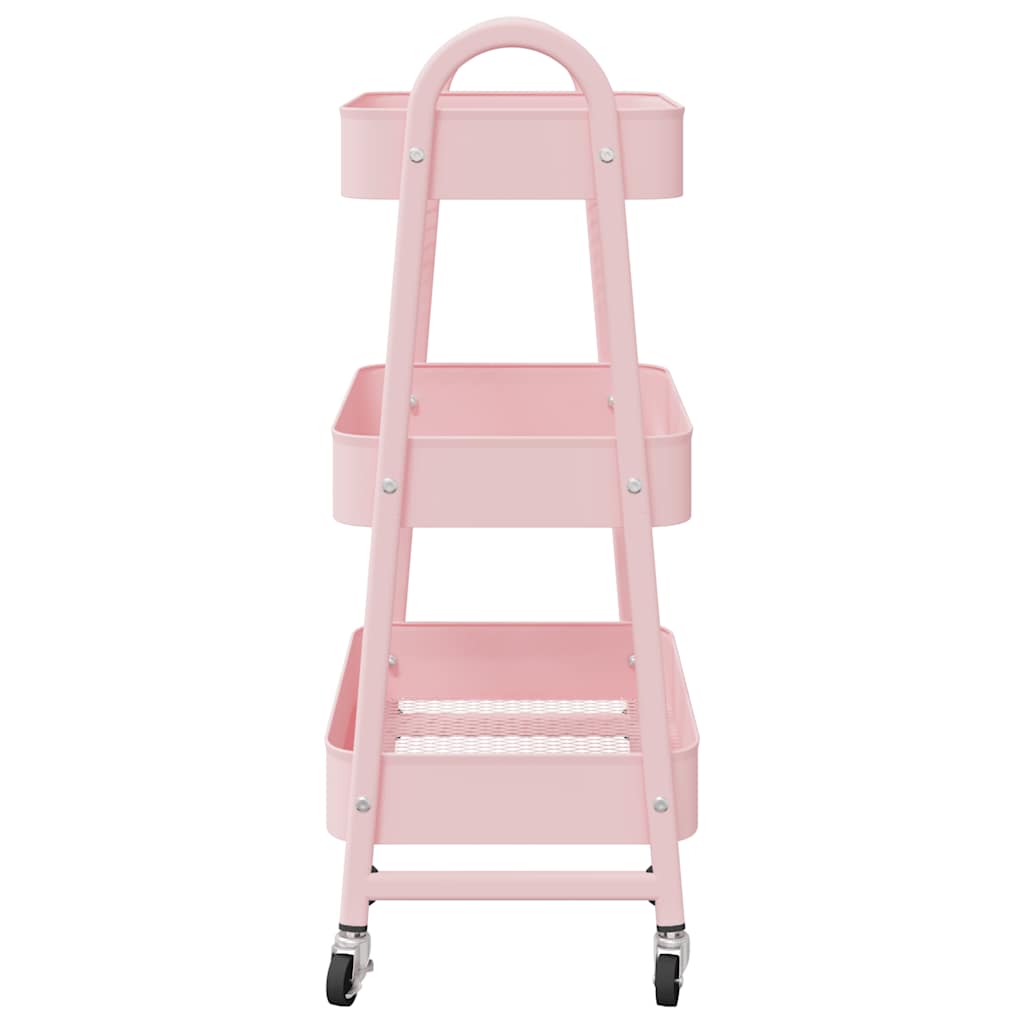 Opbergtrolley 3-laags 42x41,5x77 cm staal roze