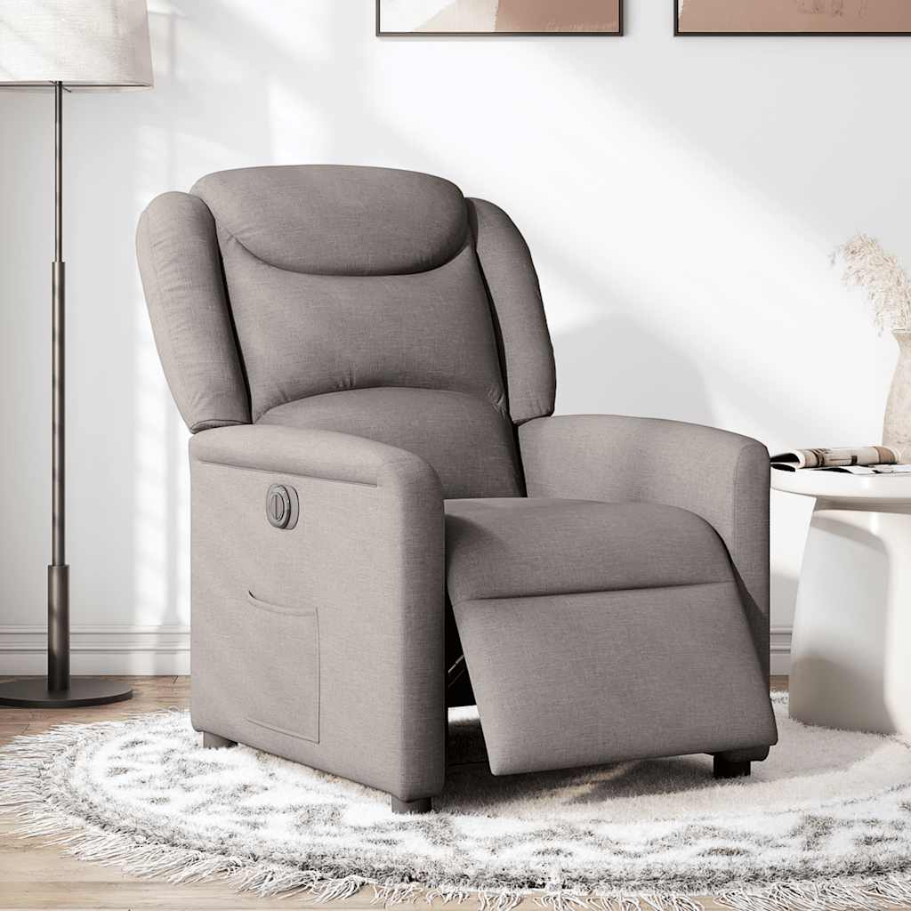 Fauteuil verstelbaar elektrisch stof taupe