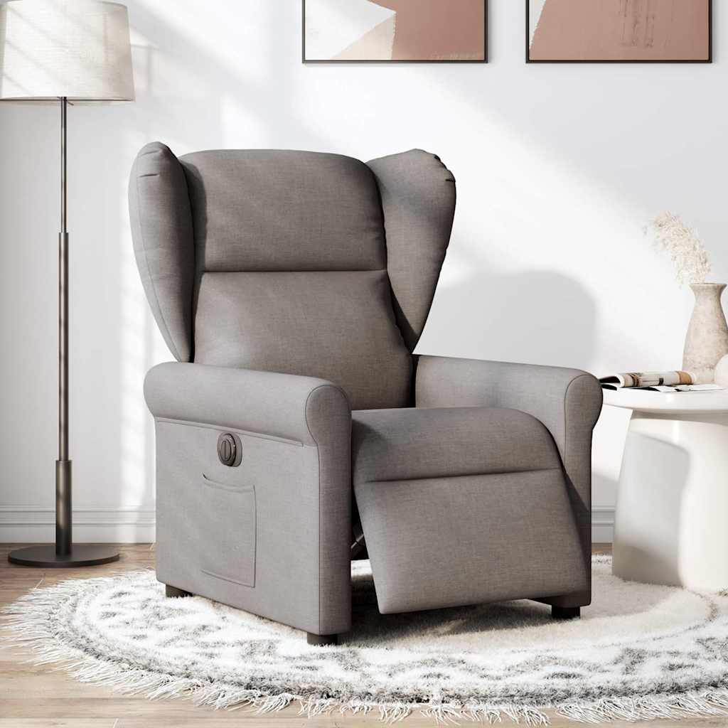 Fauteuil verstelbaar elektrisch stof taupe