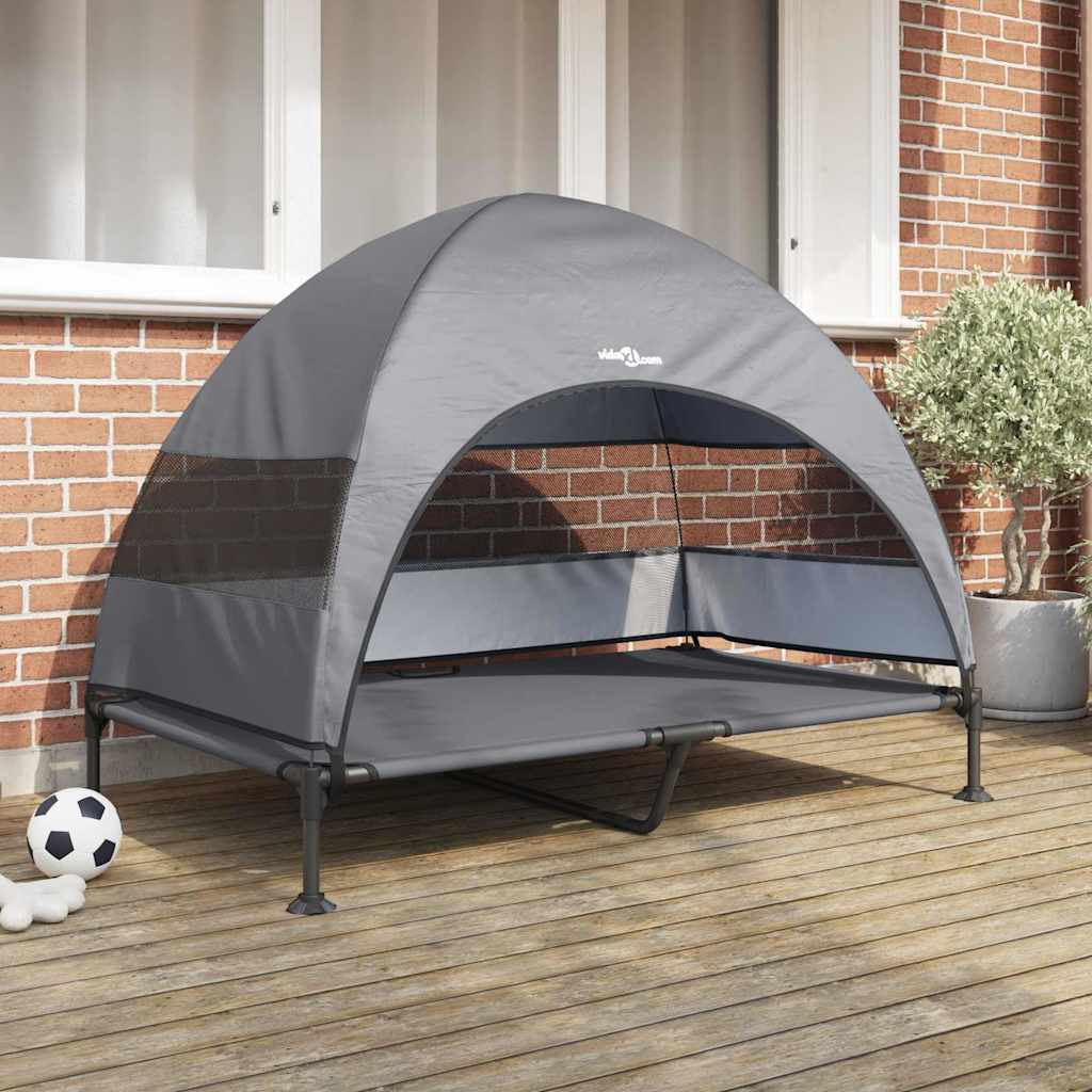 Verhoogd Hondenbed Lichtgrijs 127 x 81 x 108 cm Stof en Staal