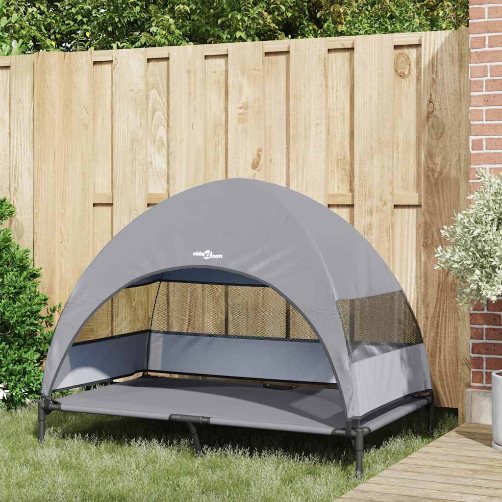 Verhoogd Hondenbed Lichtgrijs 127 x 81 x 108 cm Stof en Staal