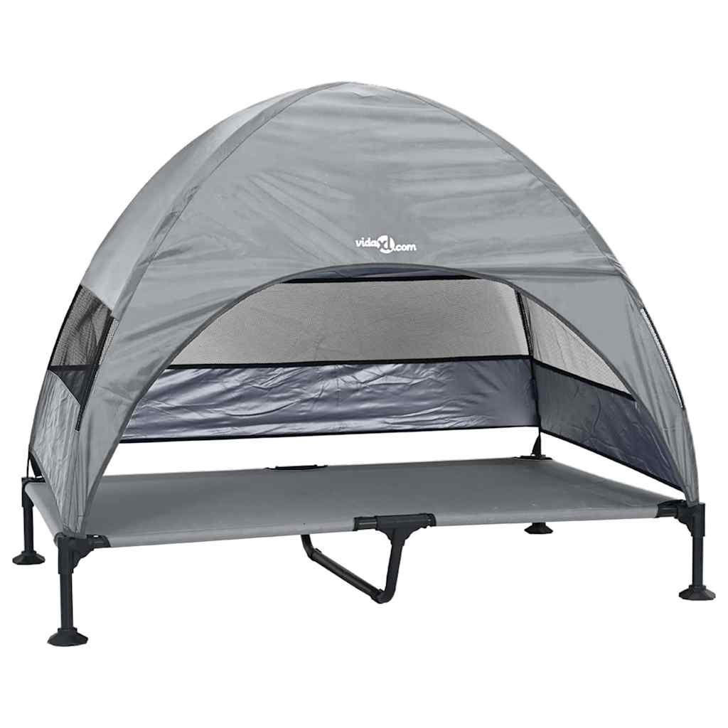 Verhoogd Hondenbed Lichtgrijs 127 x 81 x 108 cm Stof en Staal