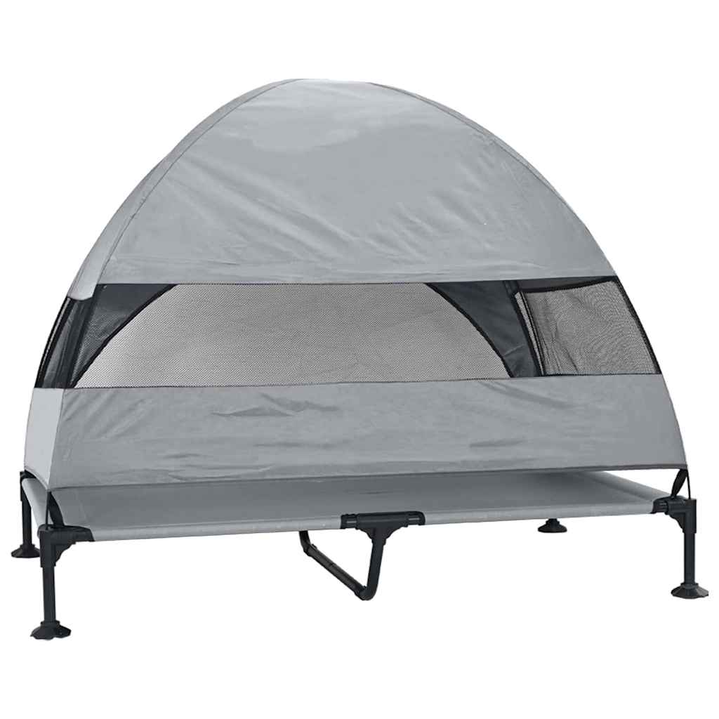 Verhoogd Hondenbed Lichtgrijs 127 x 81 x 108 cm Stof en Staal