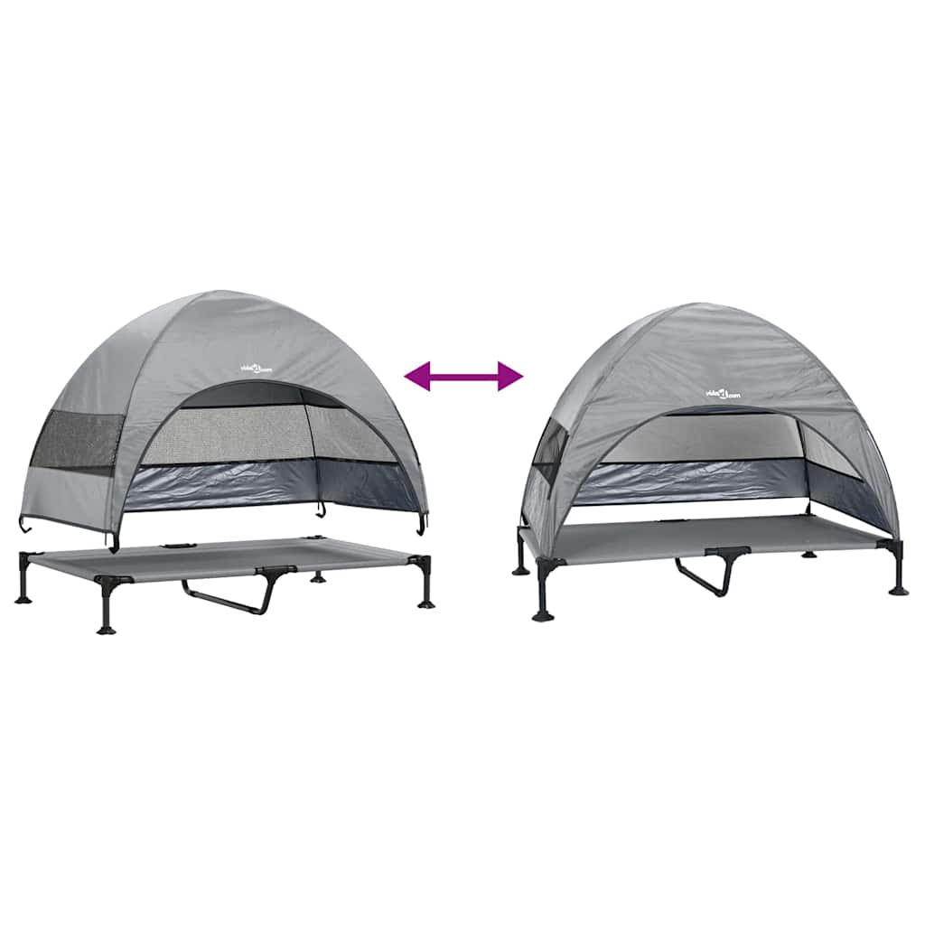 Verhoogd Hondenbed Lichtgrijs 127 x 81 x 108 cm Stof en Staal