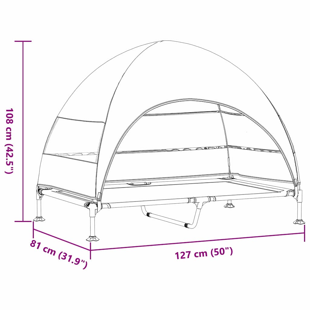 Verhoogd Hondenbed Bruin 127 x 81 x 108 cm Stof en Staal