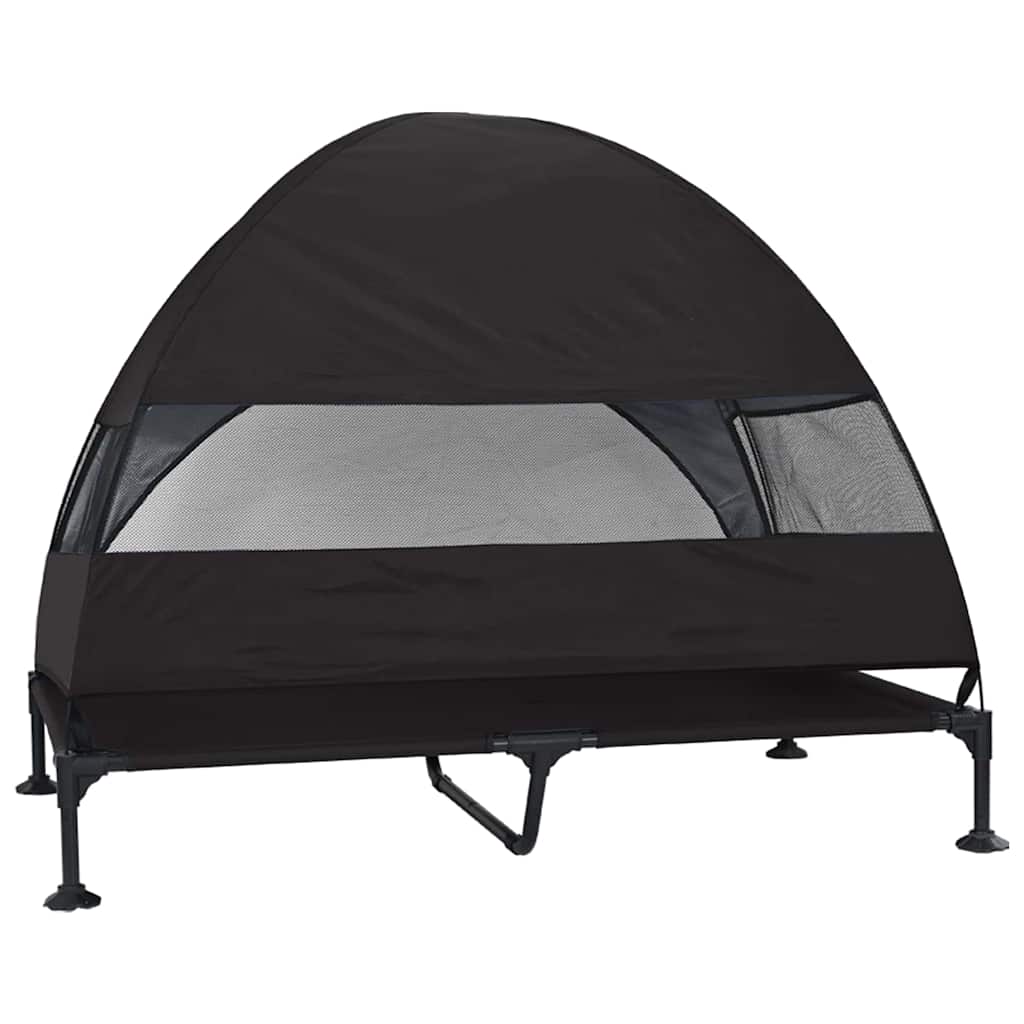 Verhoogd Hondenbed Zwart 127 x 81 x 108 cm Stof en Staal