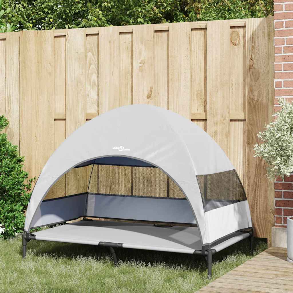 Verhoogd Hondenbed Zilvergrijs 127 x 81 x 108 cm Stof en Staal