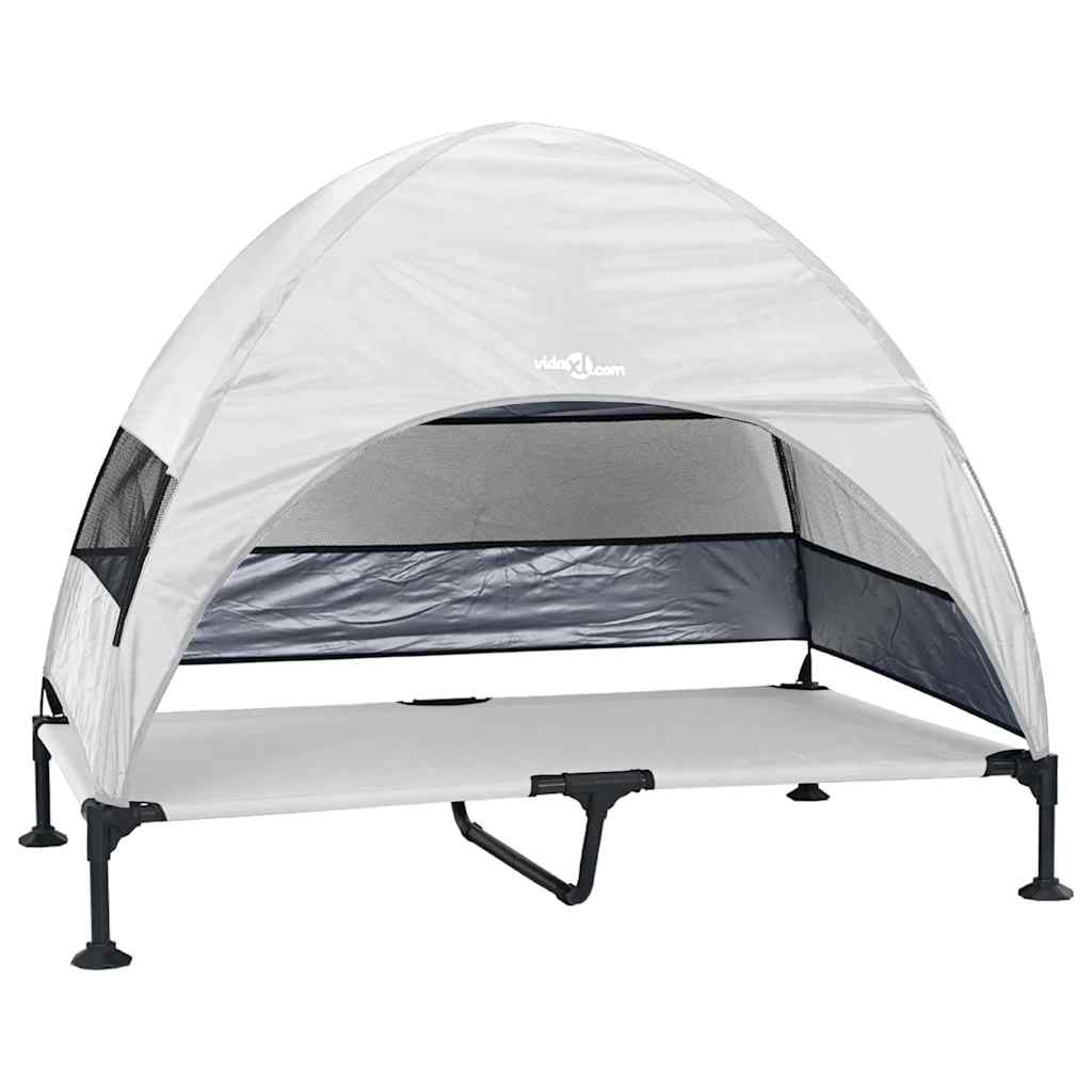 Verhoogd Hondenbed Zilvergrijs 127 x 81 x 108 cm Stof en Staal