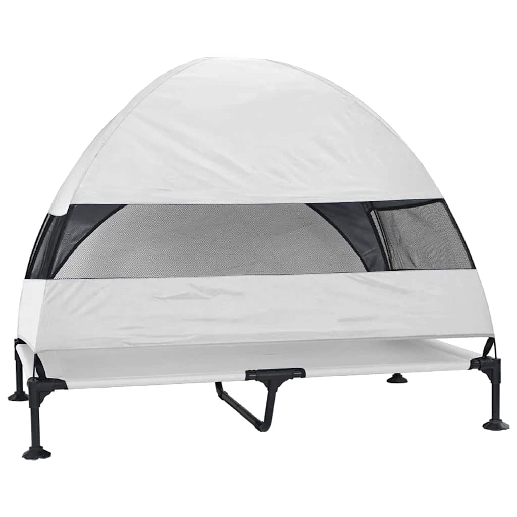 Verhoogd Hondenbed Zilvergrijs 127 x 81 x 108 cm Stof en Staal