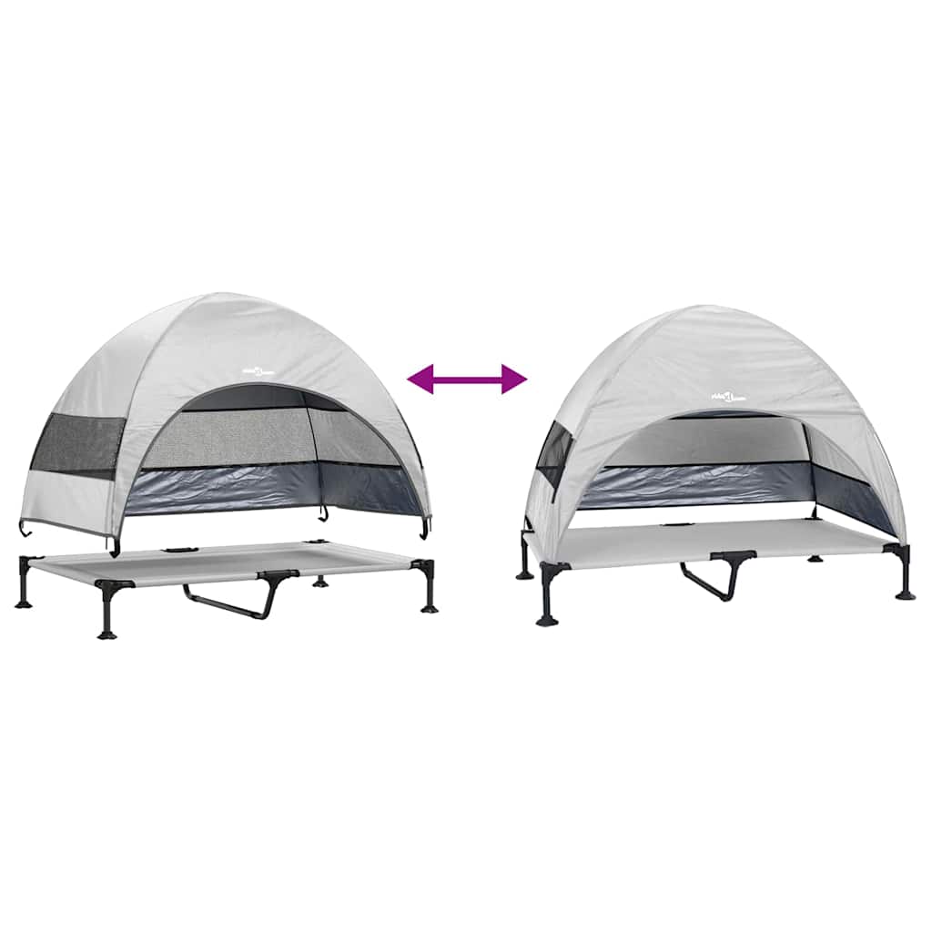 Verhoogd Hondenbed Zilvergrijs 127 x 81 x 108 cm Stof en Staal