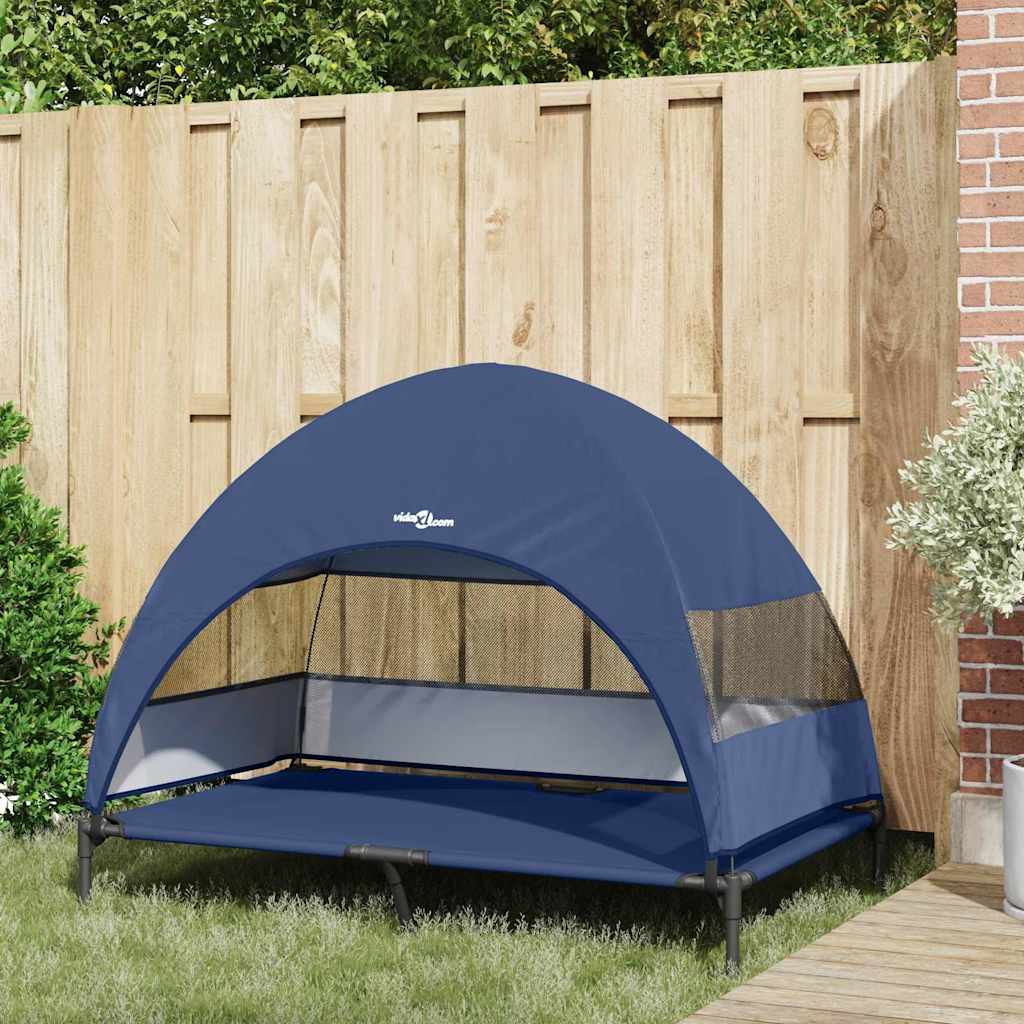 Verhoogd Hondenbed Marineblauw 127 x 81 x 108 cm Stof en Staal
