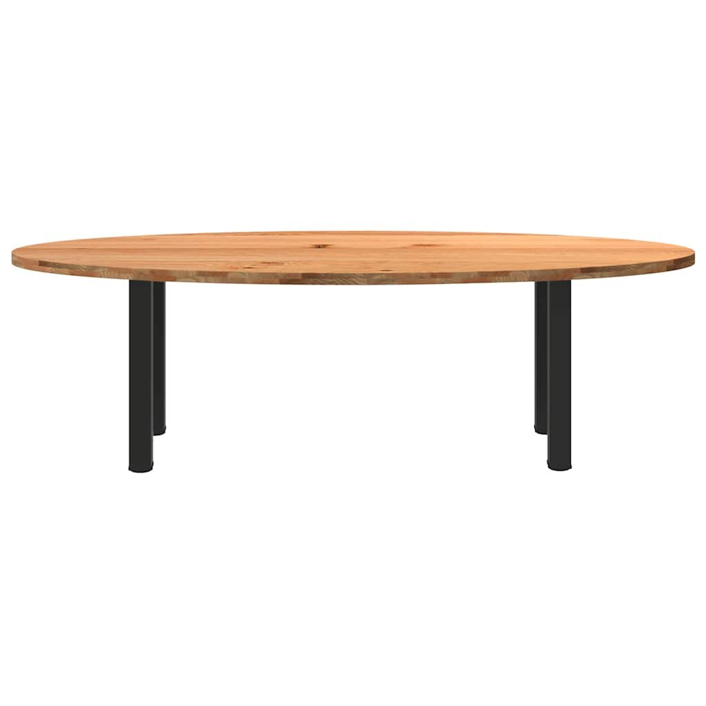 Eettafel 240x100x74 cm ovaal massief eikenhout lichtbruin