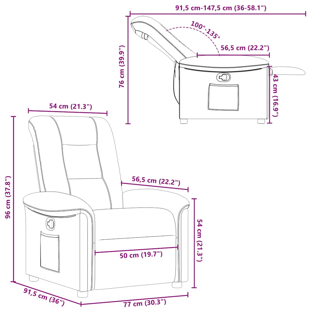 Fauteuil verstelbaar stof donkerbruin