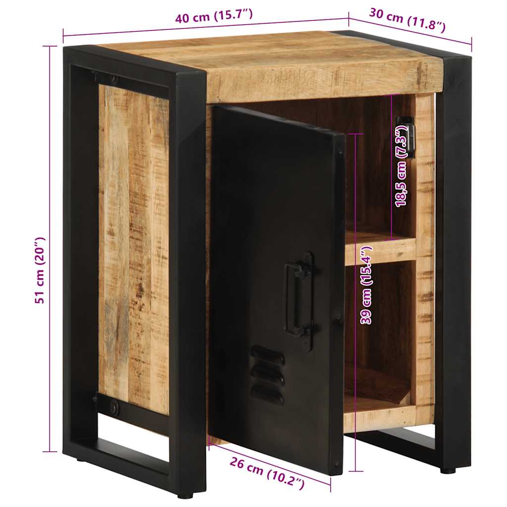 Nachtkastje 40x30x51 cm massief ruw mangohout