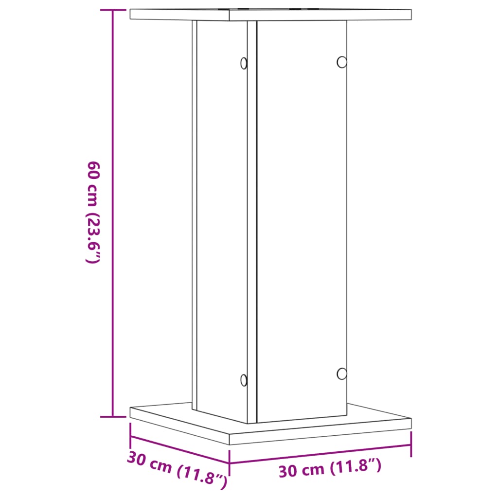 Plantenstandaards 2 st 30x30x60 cm bewerkt hout wit