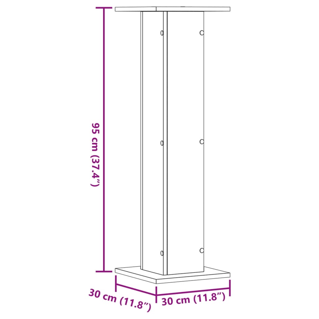 Plantenstandaards 2 st 30x30x95 cm bewerkt hout wit