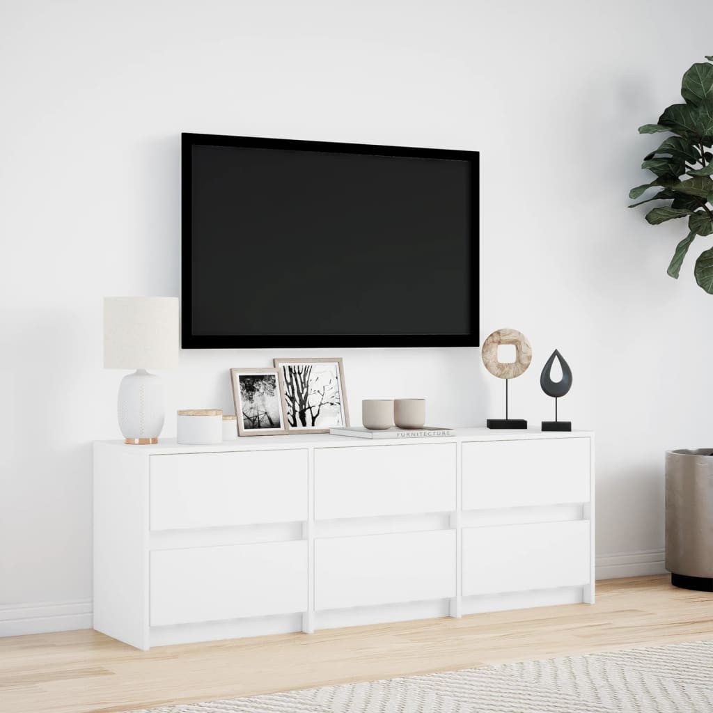 Tv-meubel met LED 140x34x50 cm bewerkt hout wit