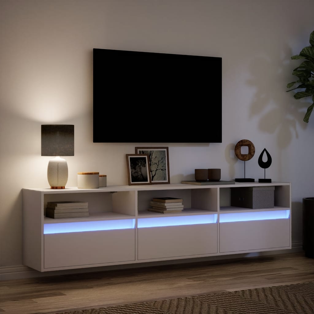 Tv-wandmeubel met LED-verlichting 180x31x45 cm wit