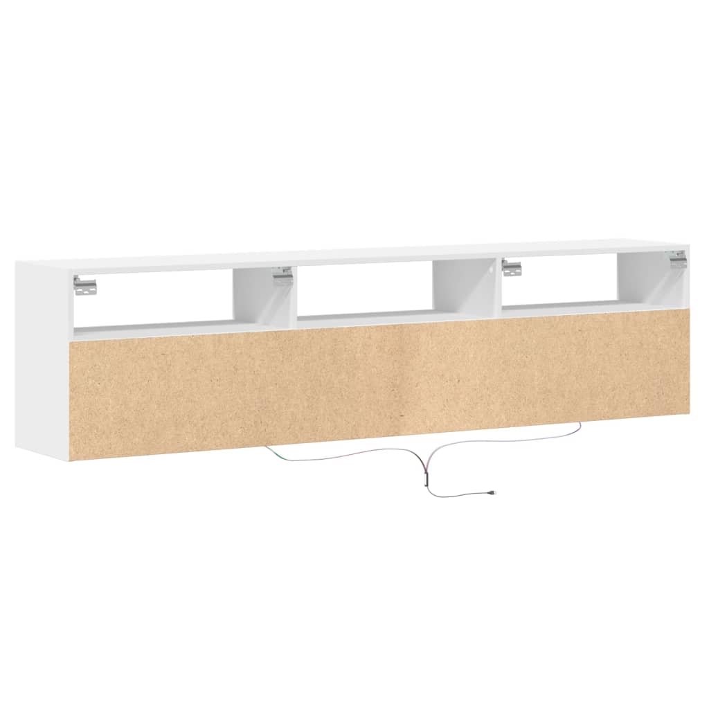 Tv-wandmeubel met LED-verlichting 180x31x45 cm wit