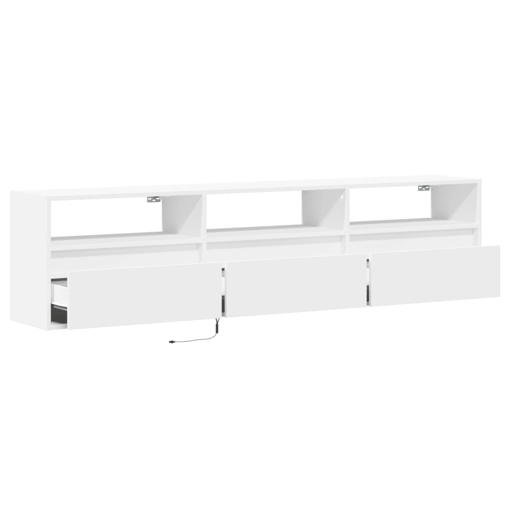 Tv-wandmeubel met LED-verlichting 180x31x45 cm wit