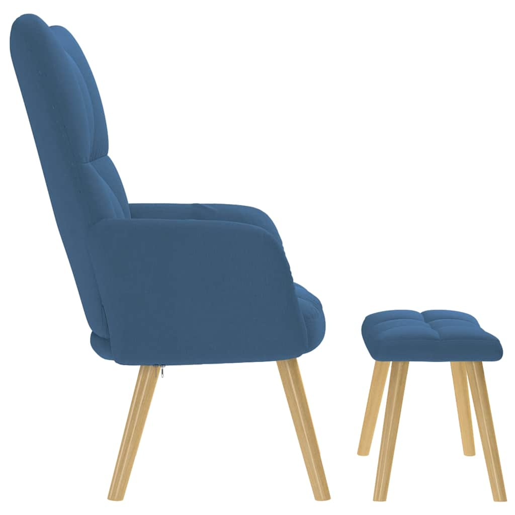 Relaxstoel met voetenbank stof blauw