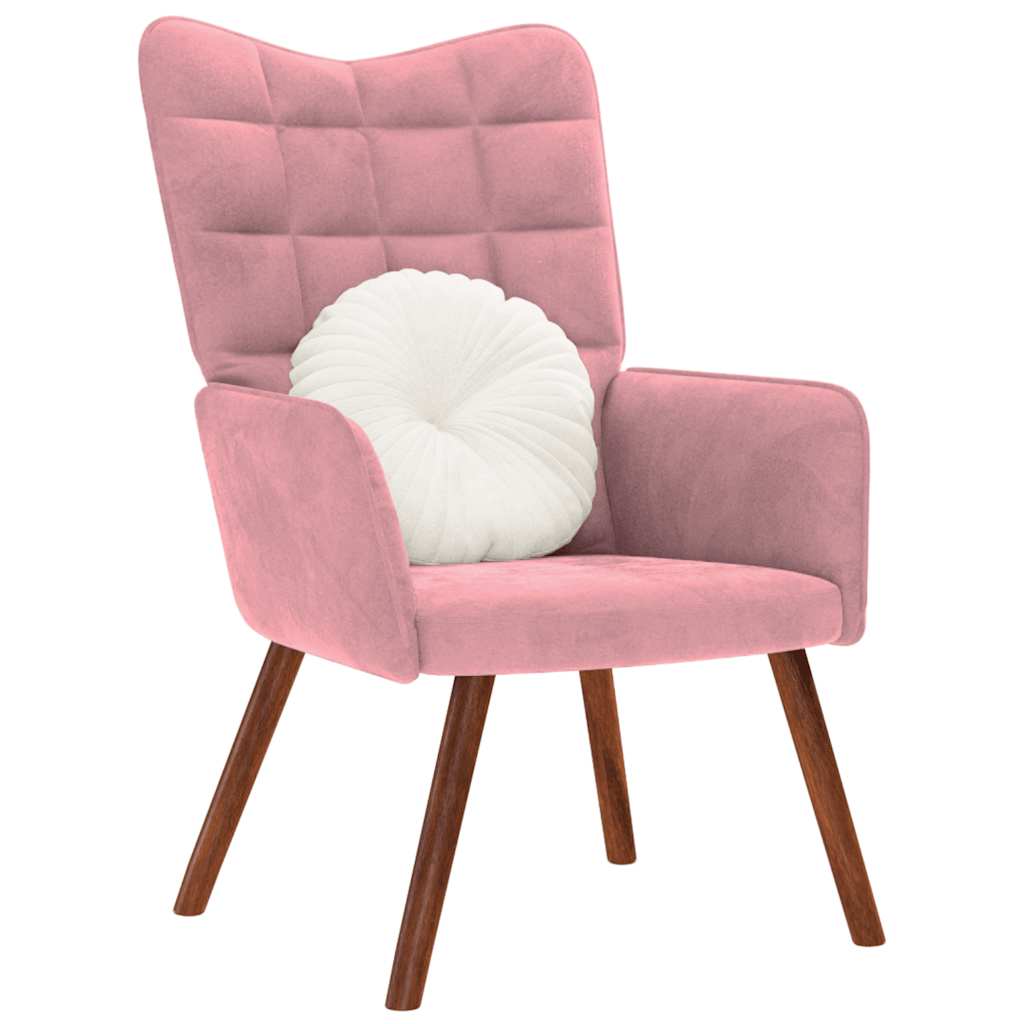 Relaxstoel fluweel roze