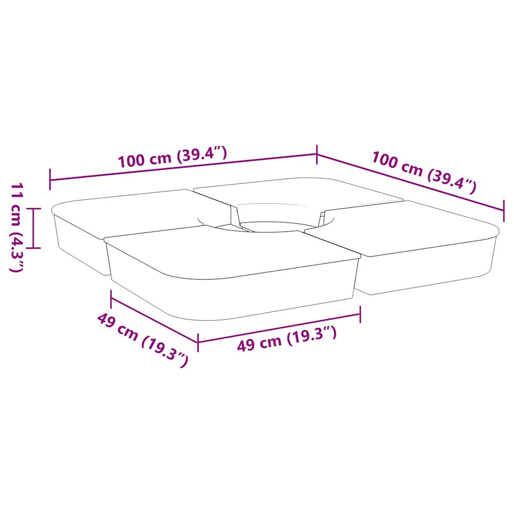 4-delige Set parasolvoeten voor kruisvoet parasol 100 kg PP