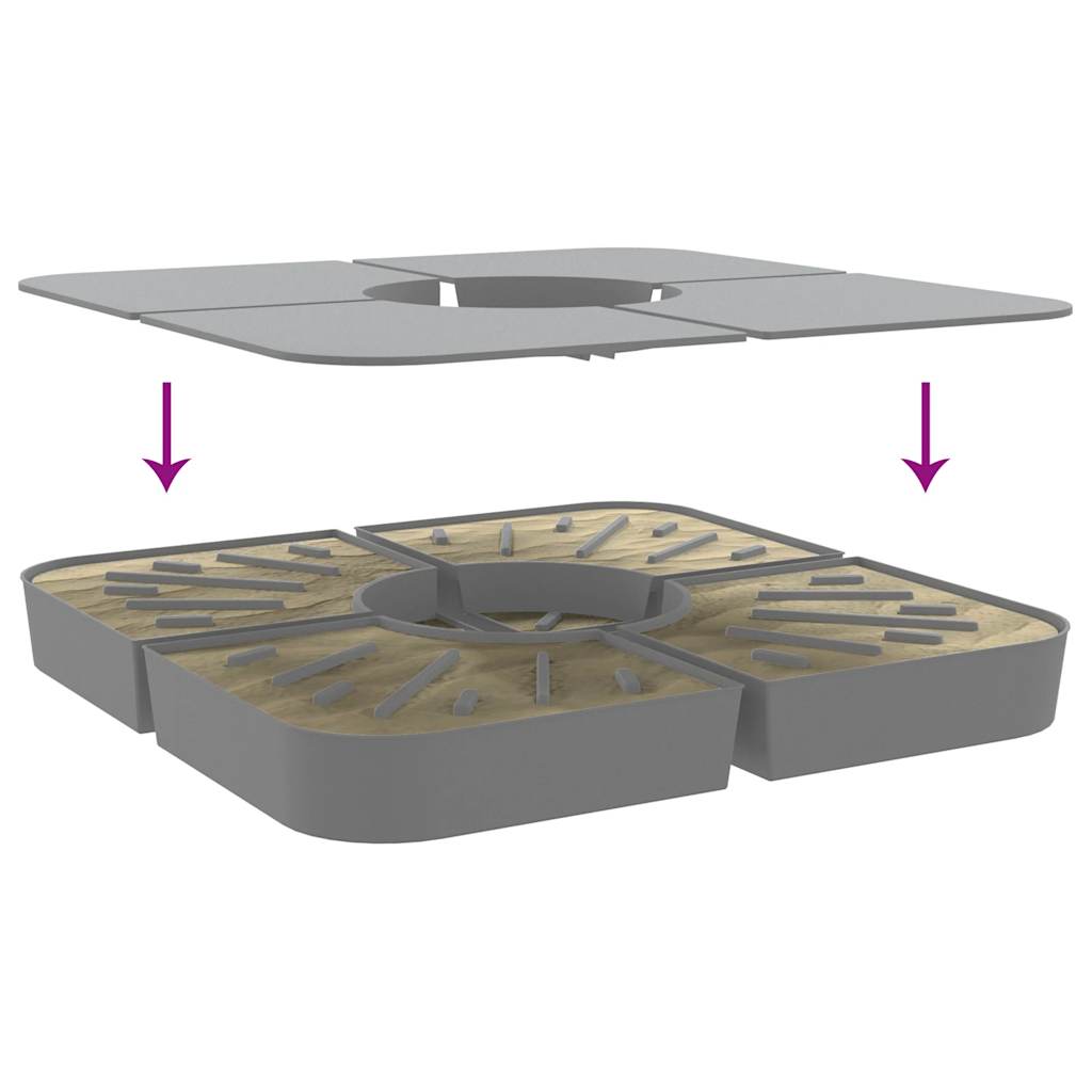 4-delige Set parasolvoeten voor kruisvoet parasol 100 kg PP