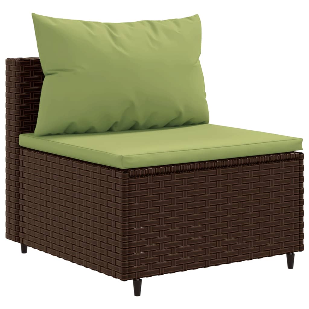 7-delige Loungeset met kussens poly rattan bruin