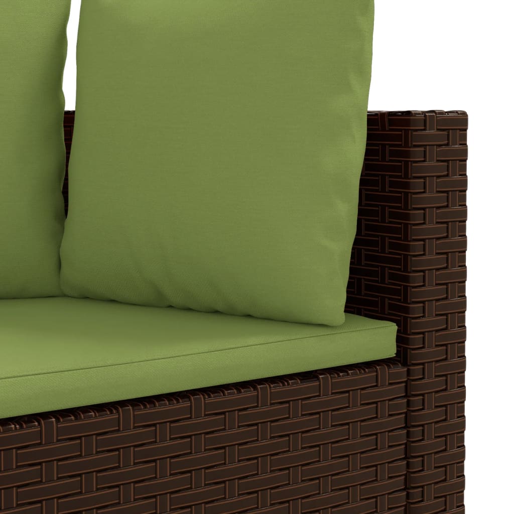 7-delige Loungeset met kussens poly rattan bruin