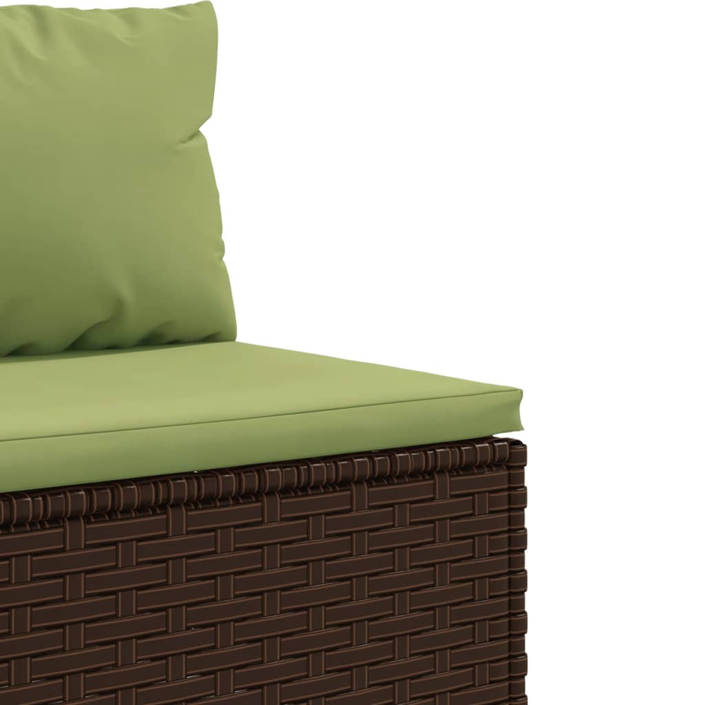 7-delige Loungeset met kussens poly rattan bruin