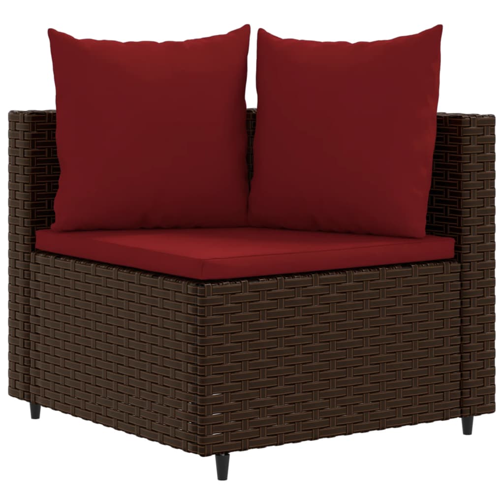 8-delige Loungeset met kussens poly rattan bruin