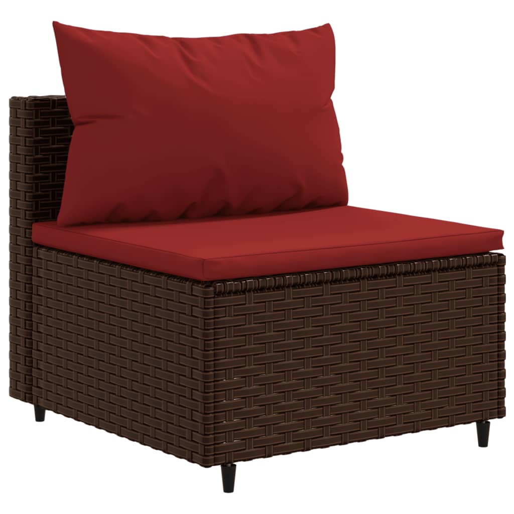 8-delige Loungeset met kussens poly rattan bruin