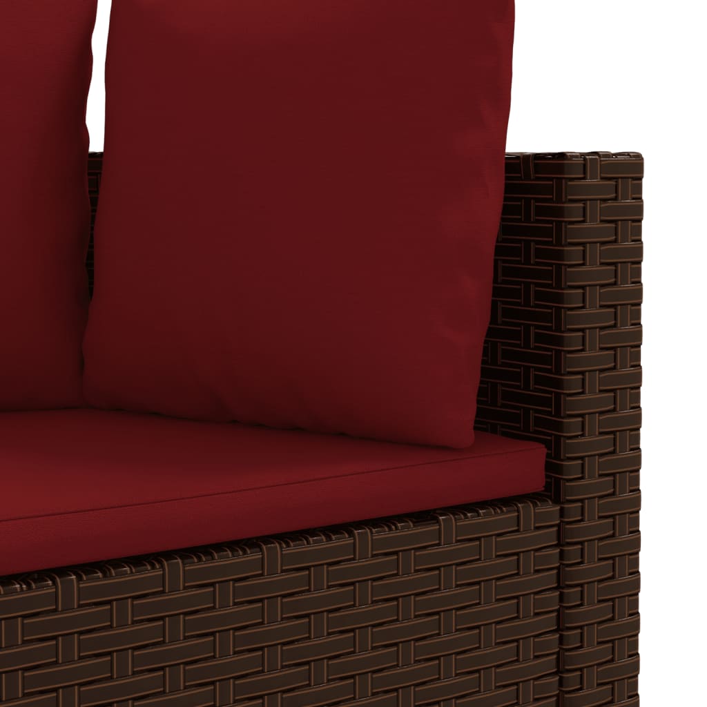 8-delige Loungeset met kussens poly rattan bruin