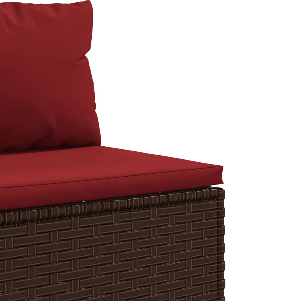 8-delige Loungeset met kussens poly rattan bruin