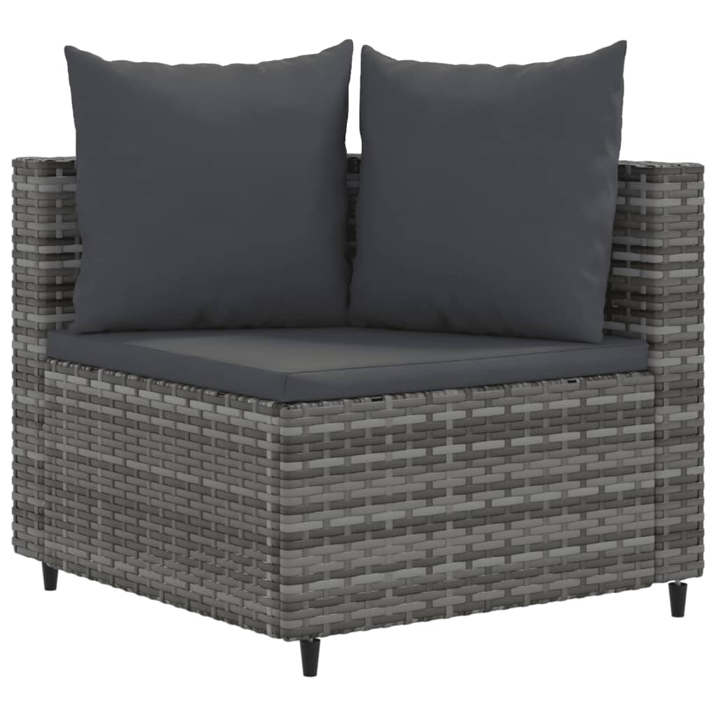 6-delige Loungeset met kussens poly rattan grijs